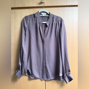 L’Agence taupe 10% silk long sleeve blouse, size M